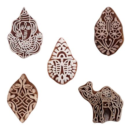 Set of 5 Piece New Mix Wooden Printing Blocks